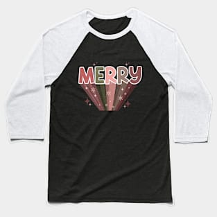 Merry Christmas Retro Design Baseball T-Shirt